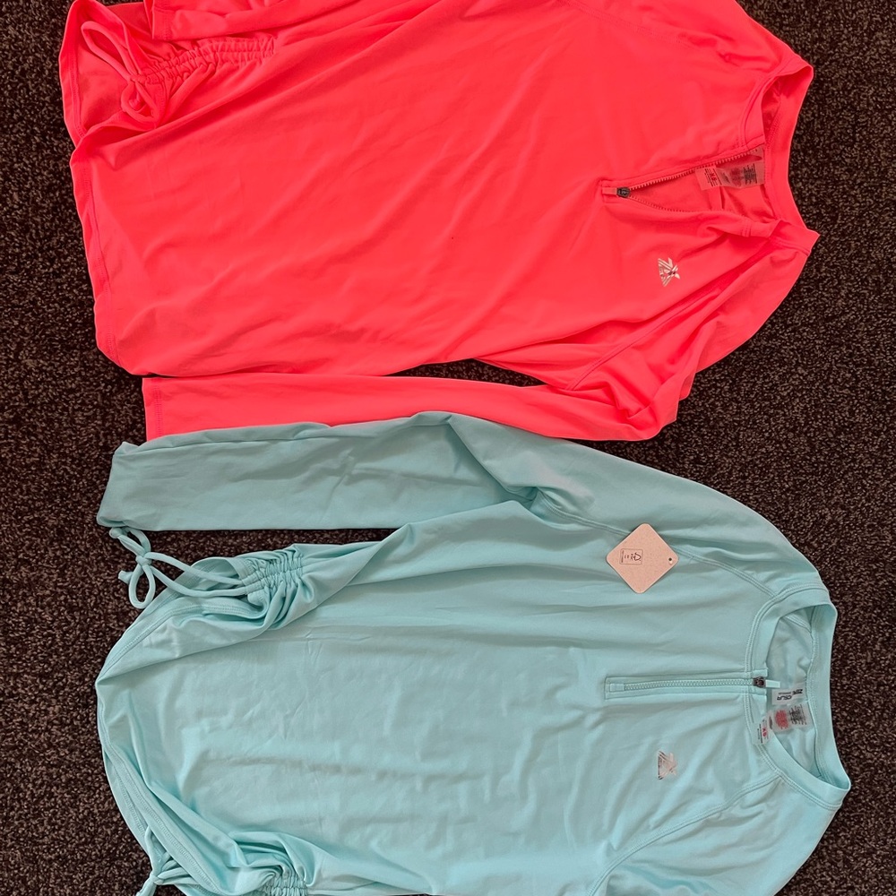 Vibrant Pink and Soft Blue Long Sleeve rash guards